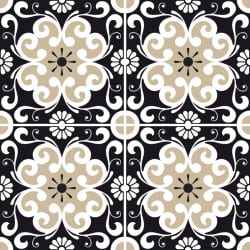 Adhesif Carrelage Sol - Vendu a l'unite - FLOWER BLACK (CARRSOL025)
