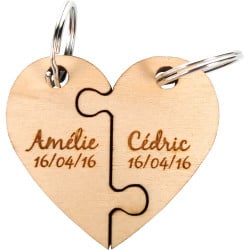 Agiferg 2 Pièces Personnalisé Coeur Puzzle Porte-clés Ensemble Gravé Date  Et Nom Porte-clés Personnalisé Couples Porte-clés Pour Petite Amie Et Amis  