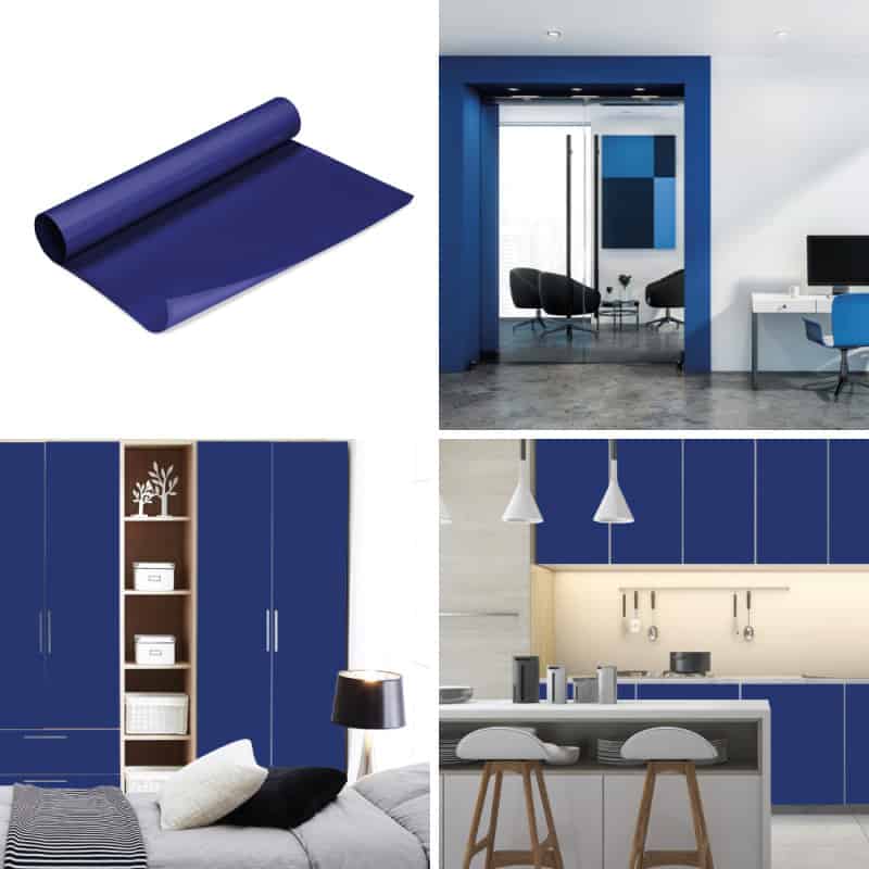 ADHESIF AU METRE ASPECT BRILLANT BLEU COBALT DECORATIF