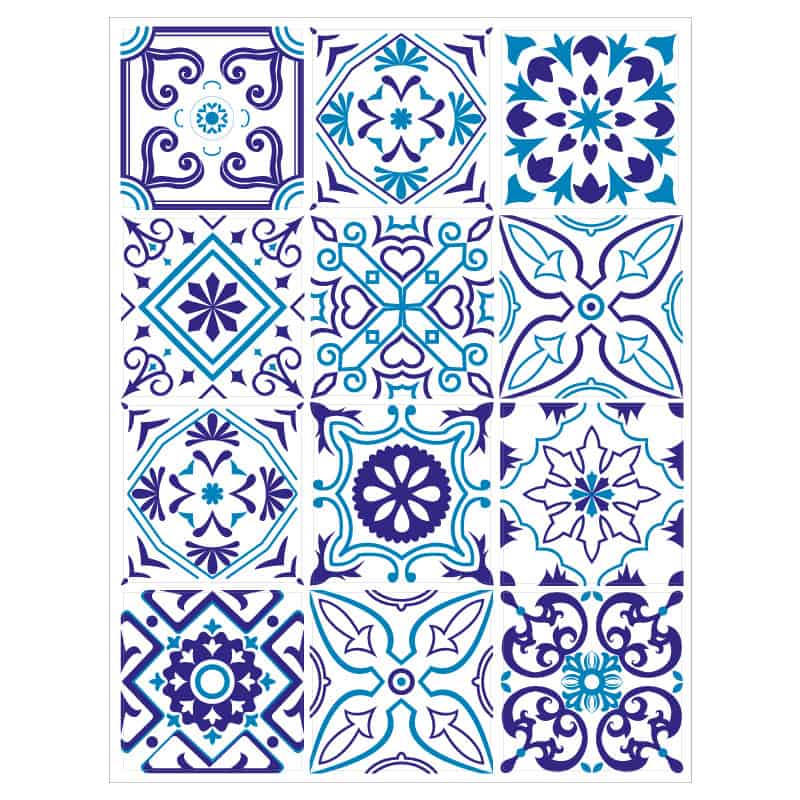 PLANCHE DE STICKERS IMITATION CARREAUX DE CIMENT BLUENIGHT (CIM0073)