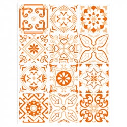 PLANCHE DE STICKERS IMITATION CARREAUX DE CIMENT ORANGENIGHT (CIM0074)