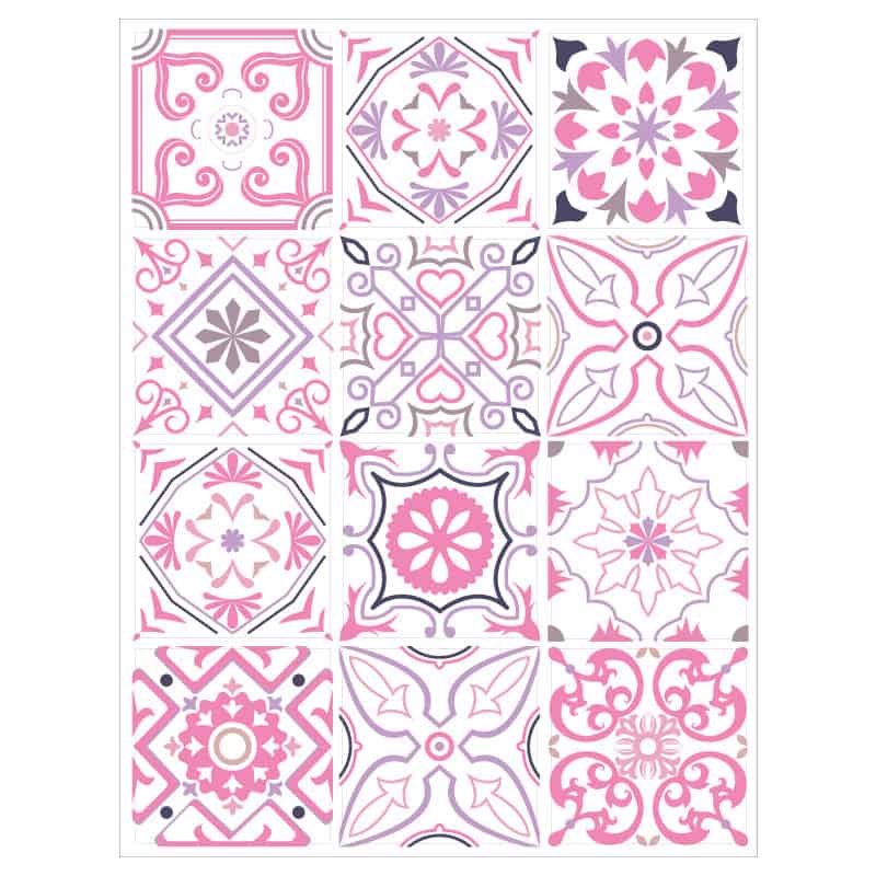 PLANCHE DE STICKERS IMITATION CARREAUX DE CIMENT PINKNIGHT (CIM0075)