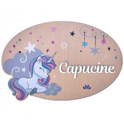 Plaque bois personnalisable licorne