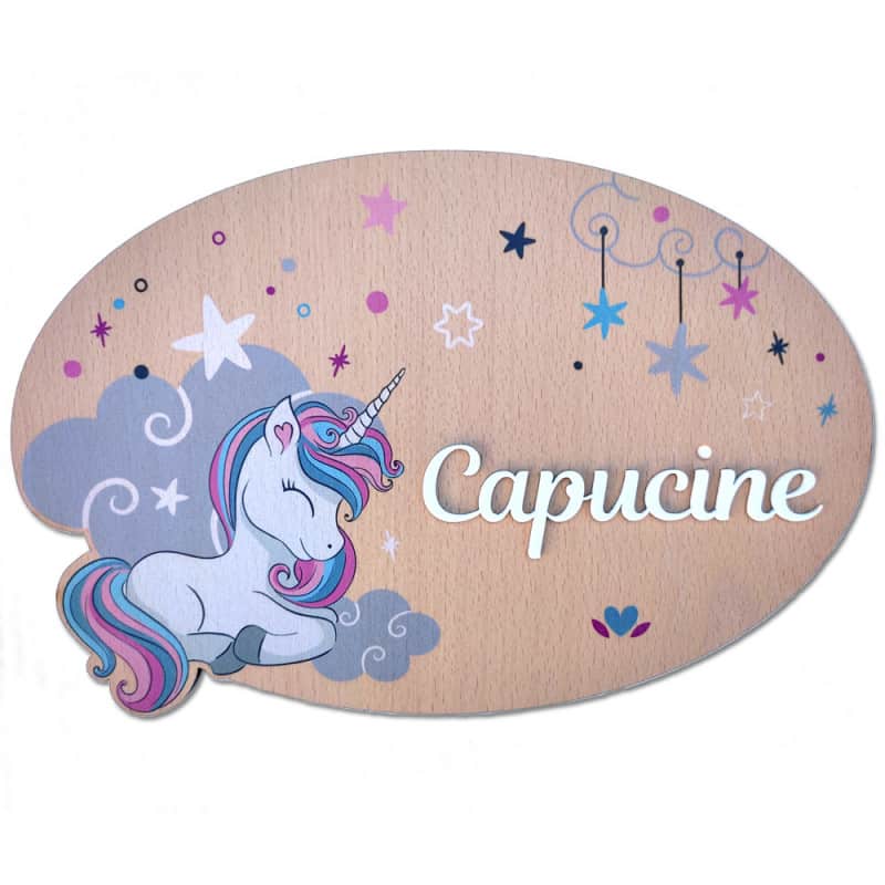 Plaque bois personnalisable licorne