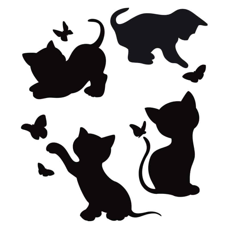 Sticker d'un couple de chat - Autocollant chat Couleur Interieur Noir