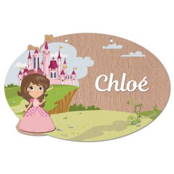 plaque de porte en bois personnalisable princesse