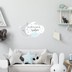 Sticker nuage bleu pour coffre à jouet bébé personnalisé