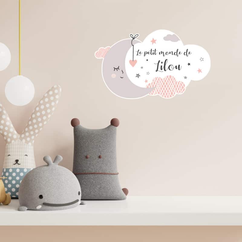 Sticker licorne nuages et étoiles personnalisé au prénom - DECORATION/ Stickers chambre bébé personnalisés 