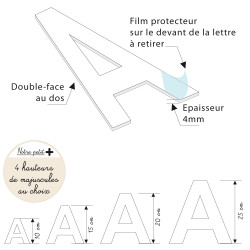 lettre autocollante plastique blanc