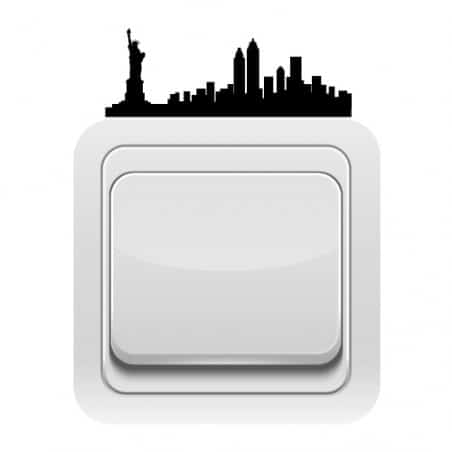 Sticker Décoratif Pour Interrupteur - Thème New York - Format 8x3 Cm - Aspect Brillant Noir