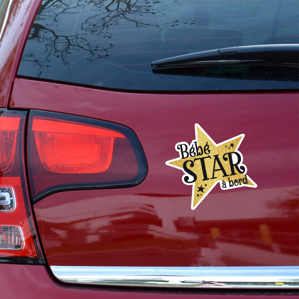 Autocollant voiture Bébé à bord : Bébé STAR à bord. Stickers auto.
