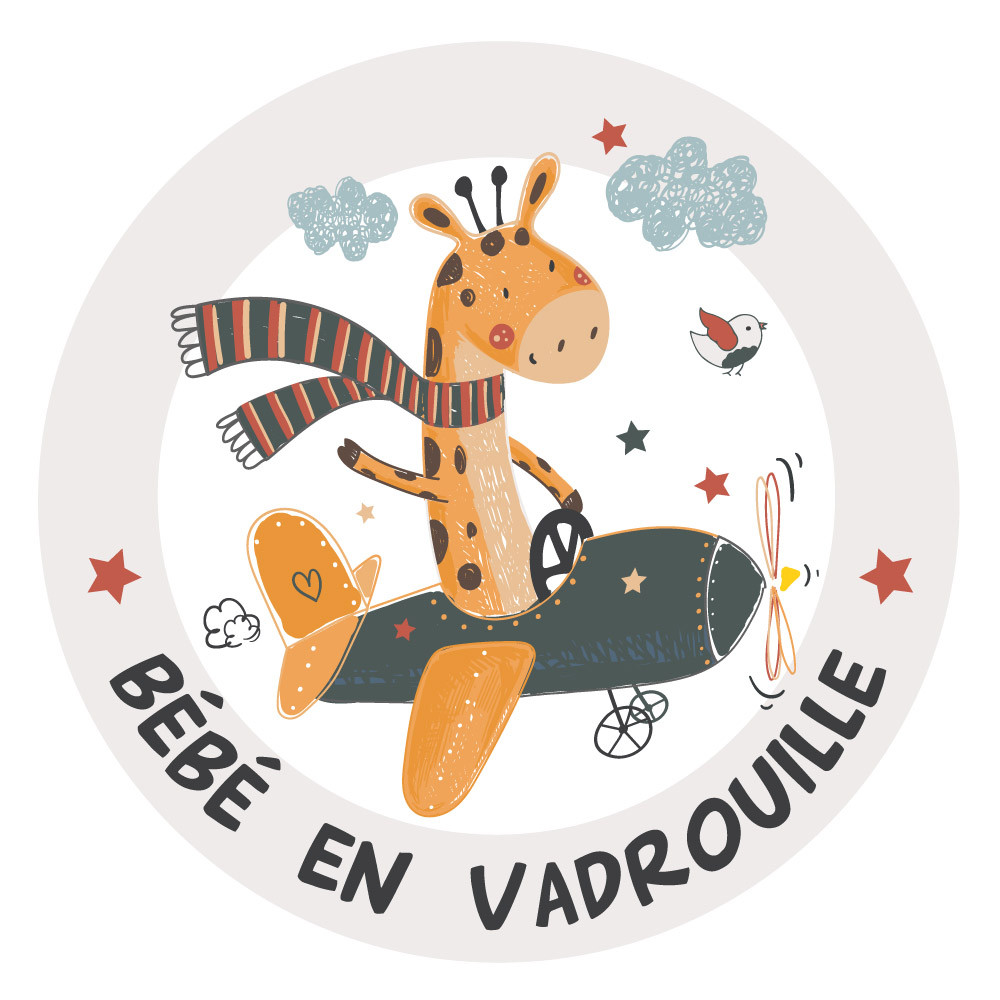 Sticker voiture Bébé en vadrouille. Autocollant voiture Bébé à bord.