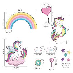 Autocollants muraux licorne - Accessoires pour chambre de fille -  Décoration murale autocollante - Arc-en-ciel - Fournitures de fête  d'anniversaire : : Bébé et Puériculture