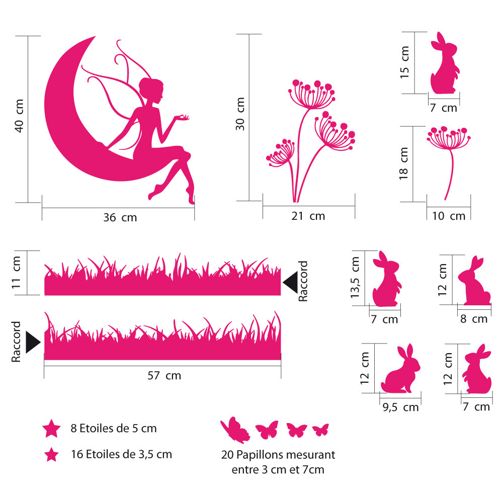 Stickers Muraux Fées Champignons & Papillons - Lot 2 Autocollants Enchantés Pour Chambre Enfant Bébé Fille