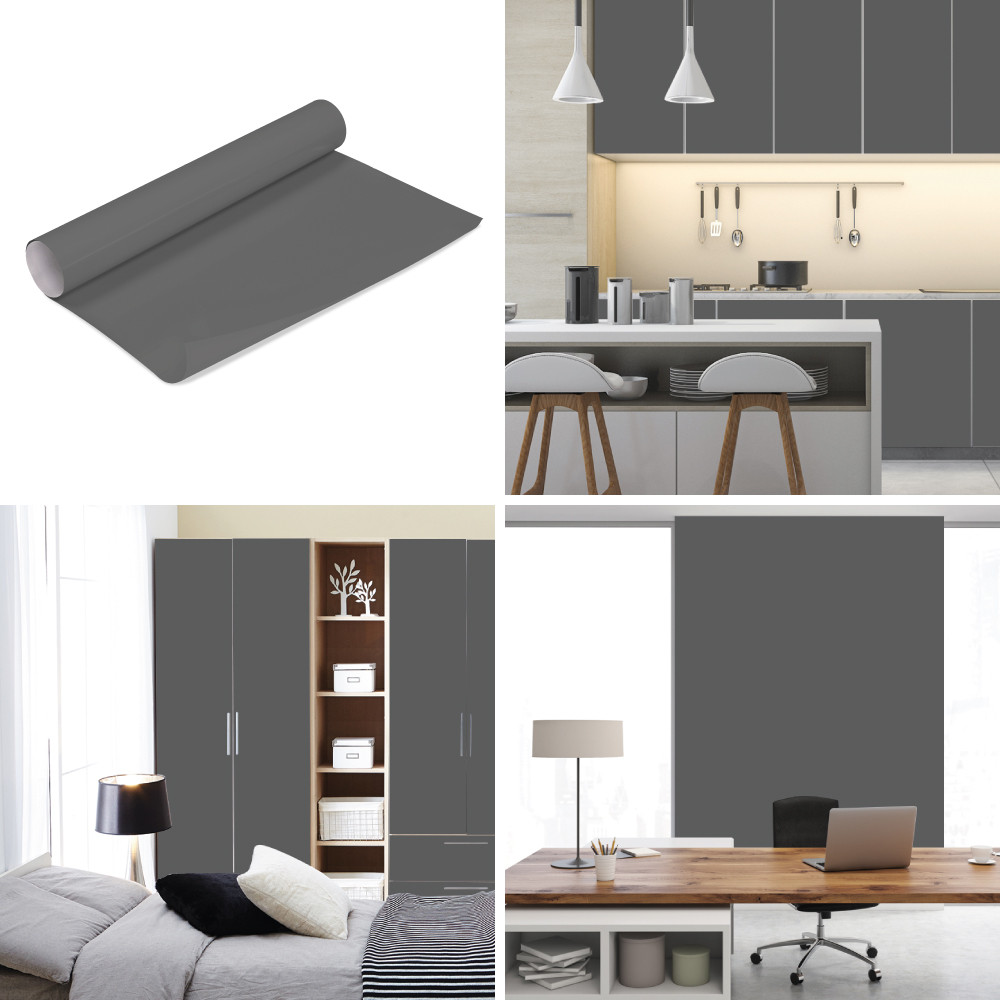 ADHESIF AU METRE ASPECT BRILLANT GRIS FONCE DECORATIF ADHESIF AU METRE ASPECT BRILLANT GRIS FONCE DECORATIF