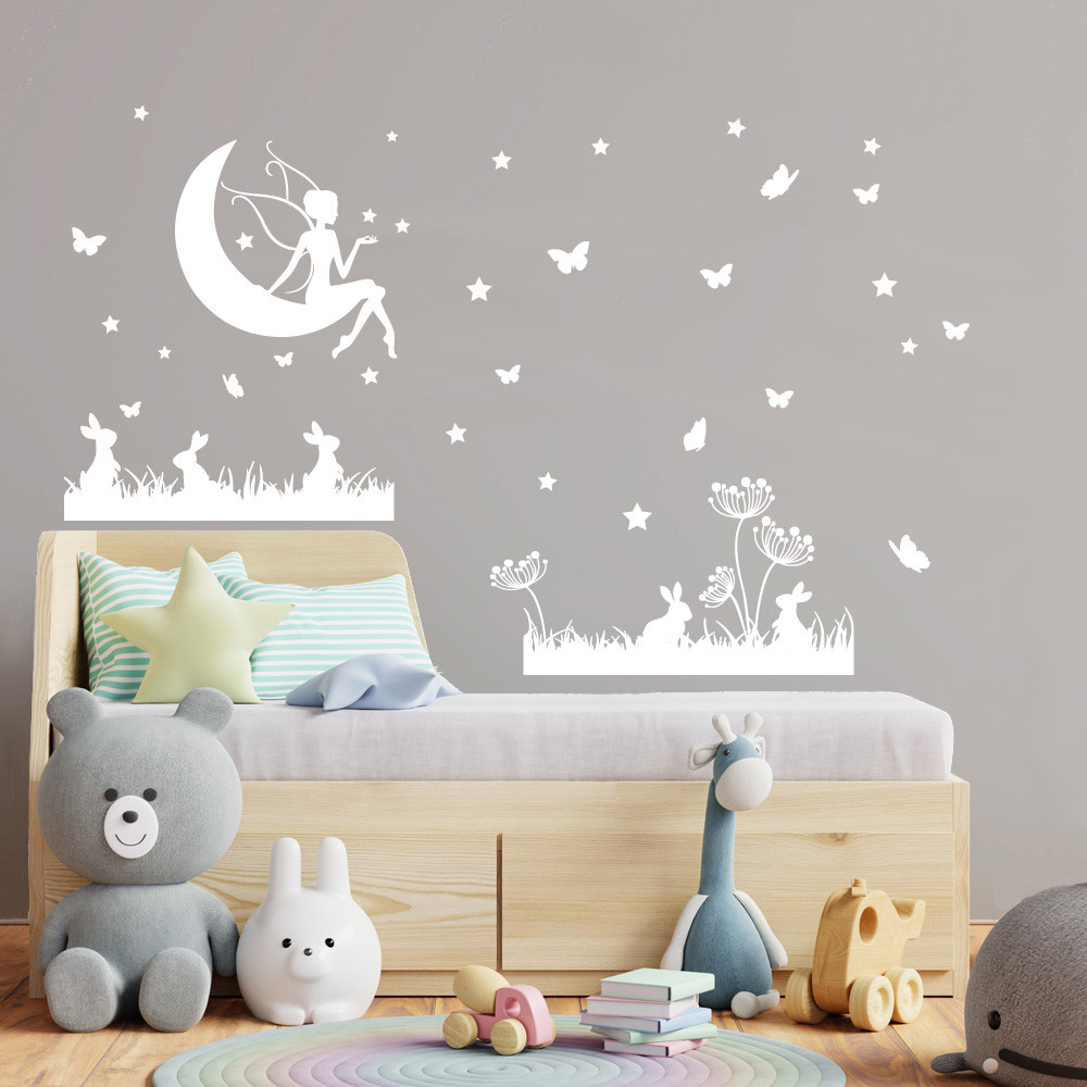 Autocollant sticker chambre enfant Marguerites - Blanc –