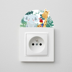 décor autocollant prise électrique motif animaux jungle