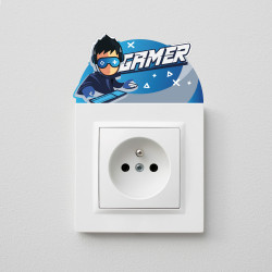 sticker déco pris électrique chambre enfant gaming jeu vidéo