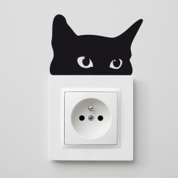 sticker chat déco pour prise électrique motif chat