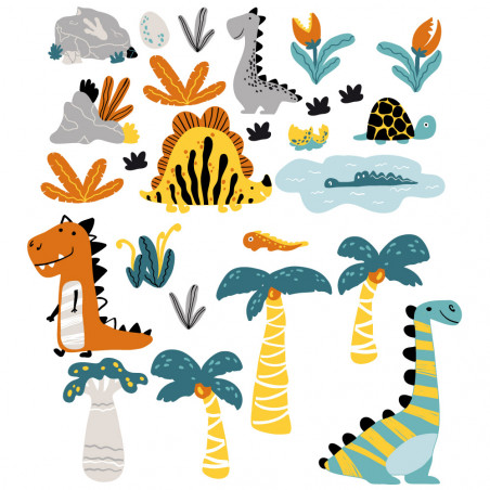 Déco Chambre Garçon Sticker Murale Dinosaure 3D - Déco Enfant (PVC, Amovible) Autocollant Pat Patrouille