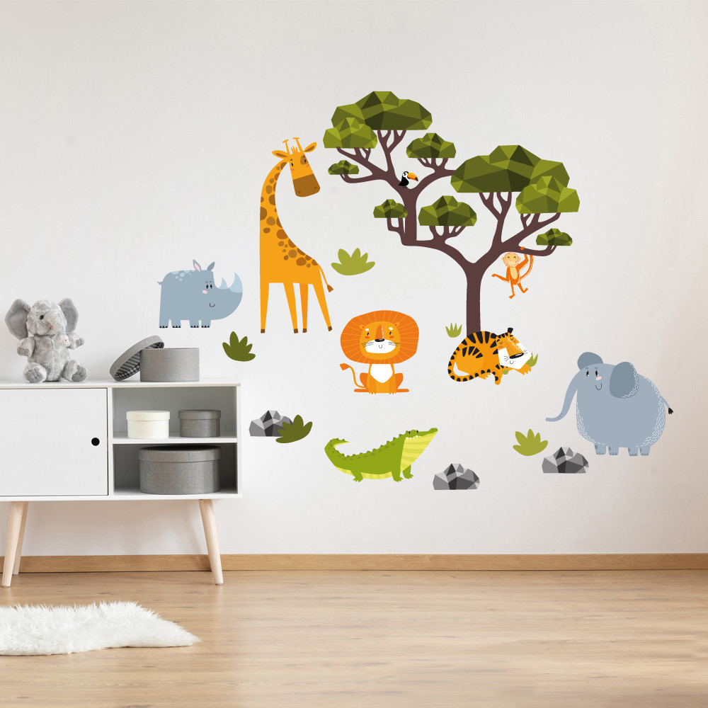 Stickers Animaux de la Jungle. Décoration Chambre Thème Jungle, Savane