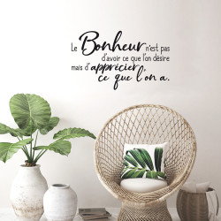 citation texte bonheur décor adhésif salon