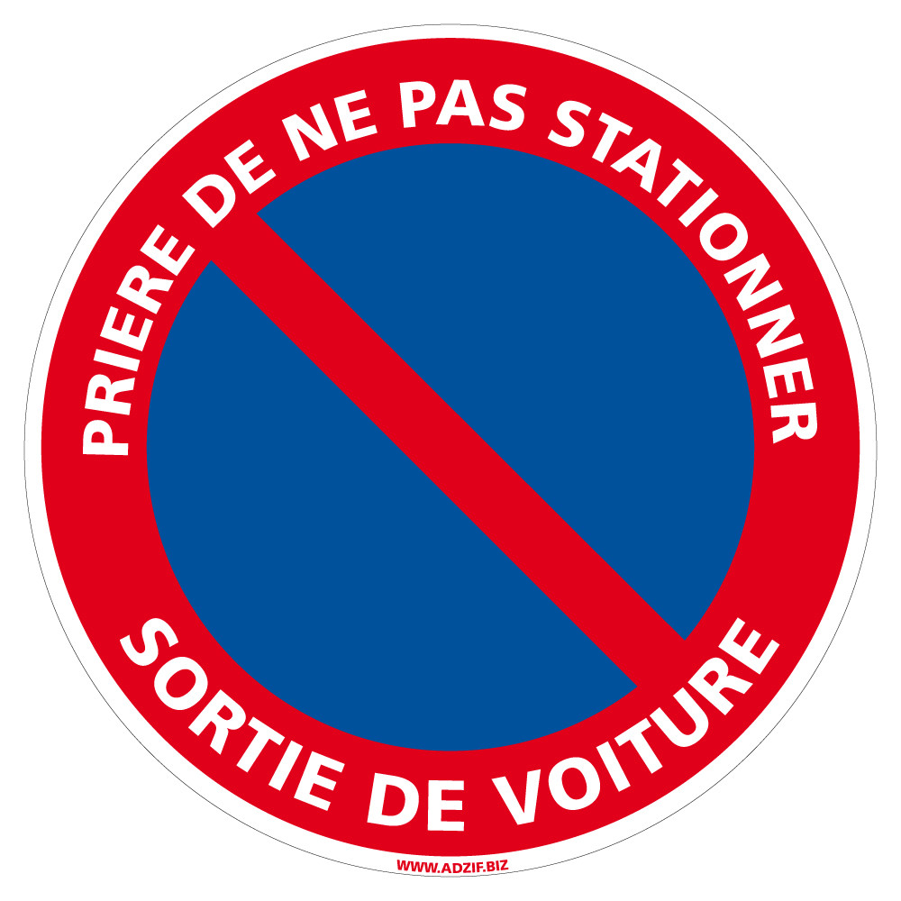 Planche de 12 autocollants - pictogramme Interdiction de stationner 24h/24  - Ø 60 mm - sticker vitre voiture