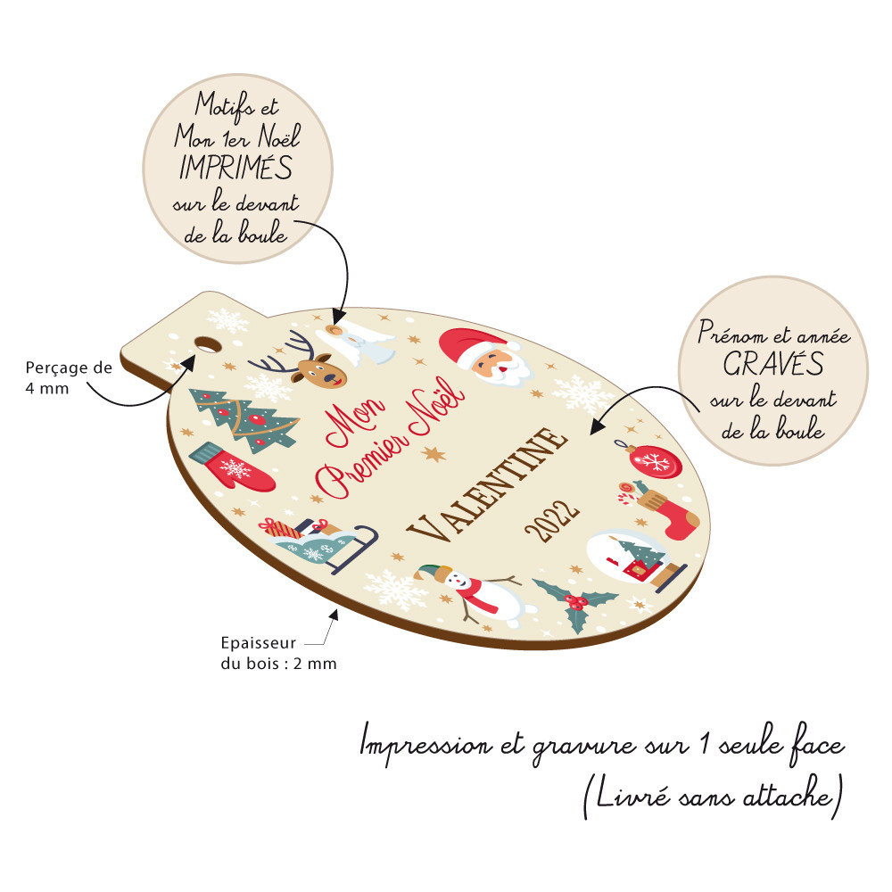 Ornement De Premier Noël Pour Jeunes Mariés 2025 - Décoration En Bois Personnalisée 'Just Married'