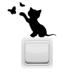 STICKER INTERRUPTEUR CHAT PETIT PAPILLON (INTERR063)