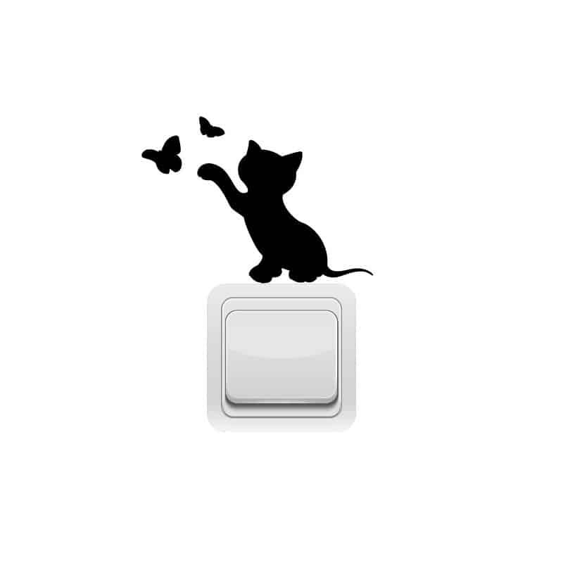 STICKER INTERRUPTEUR CHAT PETIT PAPILLON (INTERR063)