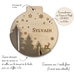 boule de noël personnalisable en bois et miroir