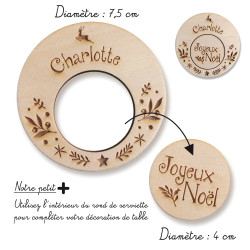 rond de serviette en bois personnalisable thème noël