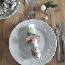 cadeau de noël personnalisé rond de serviette en bois décoration de table