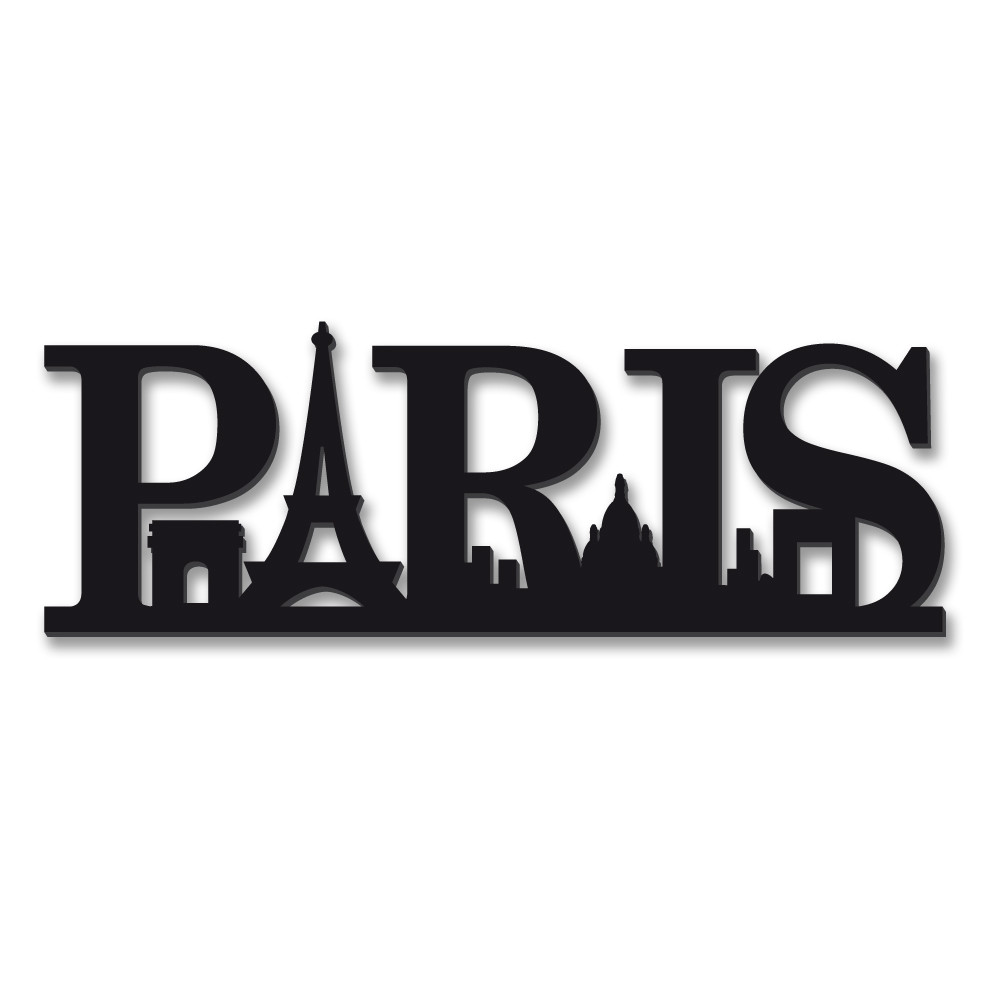 Texte décoratif mural Paris en plexiglass noir 3D autocollant