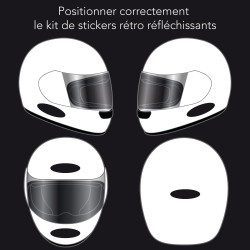 Stickers Reflechissant Noir - 4 Bandes Standard pour Casque Moto