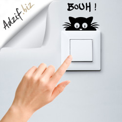 sticker décoration autocollant interrupteur chat bouh