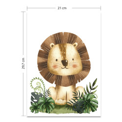 Poster A4 Lion animaux de la jungle