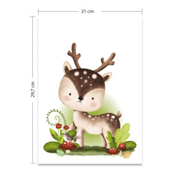 Poster A4 Cerf animaux de la forêt