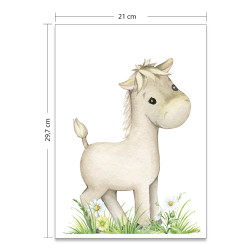 Poster A4 Cheval animaux de la ferme