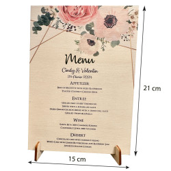 menu de mariage en bois dimensions