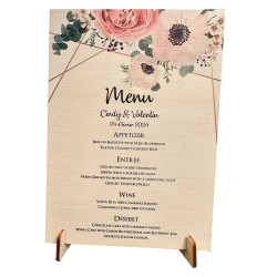 menu de mariage en bois