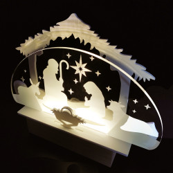 Crèche de Noël plexigglass effet 3 D avec led