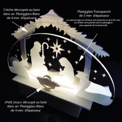 Crèche de Noël lumineuse en plexigglass