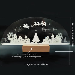 village de noël en plexigglass et support bois grand modèle