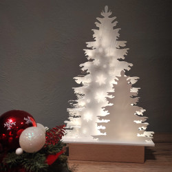 Décoration lumineuse sapin de Noël blanc à poser
