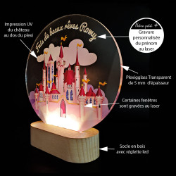 veilleuse lampe led château de princesse personnalisable prénom fille