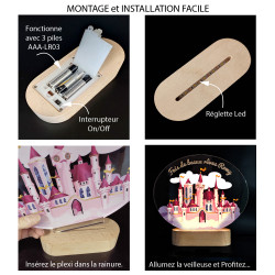 veilleuse led sans fil lampe led château de princesse à monter soi-même