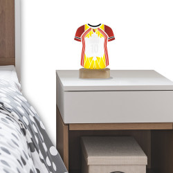 Lampe veilleuse maillot de foot personnalisé Rouge et Jaune à poser décoration lumineuse chambre enfant