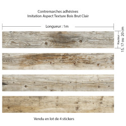sticker contremarches imitation bois brut clair