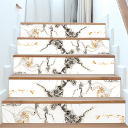 sticker pour contremarche effet marbre blanc marbre beige adhésif décor escalier